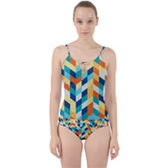 Geometric Retro Wallpaper Cut Out Top Tankini Set by Wegoenart