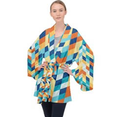 Geometric Retro Wallpaper Velvet Kimono Robe