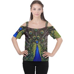 Peacock Bird Plumage Display Full Cutout Shoulder Tee