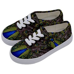 Peacock Bird Plumage Display Full Kids  Classic Low Top Sneakers by Wegoenart