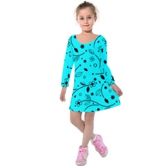 Pattern Flowers Flower Texture Kids  Long Sleeve Velvet Dress by Wegoenart