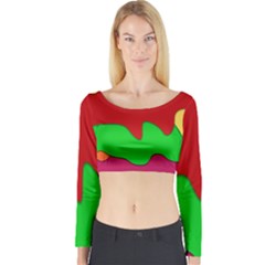 Liquid Forms Water Background Long Sleeve Crop Top by Wegoenart