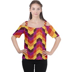 Geometric Pattern Triangle Cutout Shoulder Tee