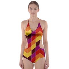 Geometric Pattern Triangle Cut-out One Piece Swimsuit by Wegoenart