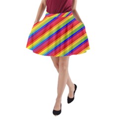 Rainbow Background Colorful A-line Pocket Skirt by Wegoenart