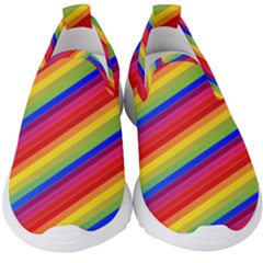 Rainbow Background Colorful Kids  Slip On Sneakers