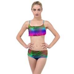 Background Art Pattern Layered Top Bikini Set