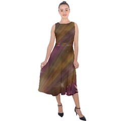 Space Orbs Stars Abstract Sky Midi Tie-back Chiffon Dress by Wegoenart