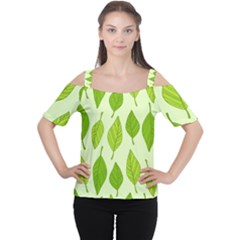 Autumn Background Boxes Green Leaf Cutout Shoulder Tee
