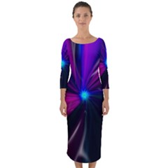 Abstract Background Lightning Quarter Sleeve Midi Bodycon Dress by Wegoenart