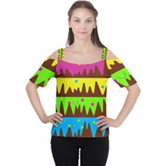Illustration Abstract Graphic Cutout Shoulder Tee