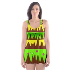 Illustration Abstract Graphic Skater Dress Swimsuit by Wegoenart