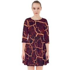 Lava Cracked Background Fire Smock Dress by Wegoenart