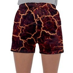 Lava Cracked Background Fire Sleepwear Shorts by Wegoenart