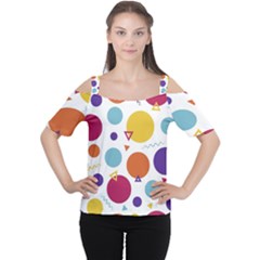 Background Background Polka Dot Cutout Shoulder Tee