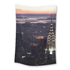 New York Manhattan Evening Dusk Small Tapestry by Wegoenart
