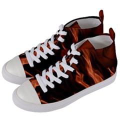 Smoke Flame Abstract Orange Red Women s Mid-top Canvas Sneakers