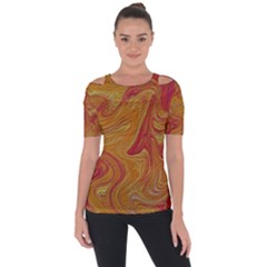 Texture Pattern Abstract Art Shoulder Cut Out Short Sleeve Top