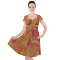 Texture Pattern Abstract Art Cap Sleeve Midi Dress