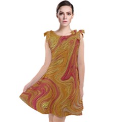 Texture Pattern Abstract Art Tie Up Tunic Dress