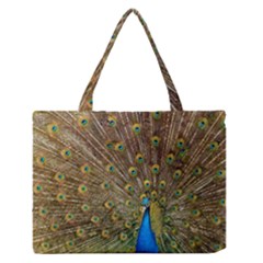 Peacock Plumage Bird Peafowl Zipper Medium Tote Bag by Wegoenart