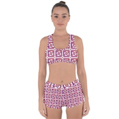 Background Abstract Square Racerback Boyleg Bikini Set