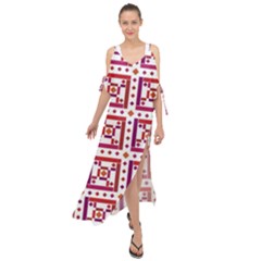 Background Abstract Square Maxi Chiffon Cover Up Dress