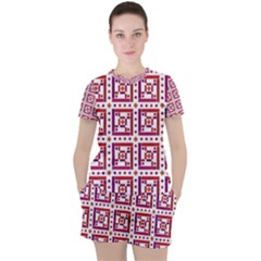 Background Abstract Square Women s Tee and Shorts Set