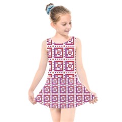 Background Abstract Square Kids  Skater Dress Swimsuit