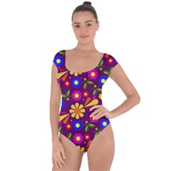 Pattern Illustration Background Short Sleeve Leotard  by Wegoenart