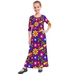 Pattern Illustration Background Kids  Quarter Sleeve Maxi Dress