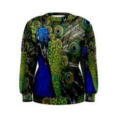 Peacock Close Up Plumage Bird Head Women s Sweatshirt