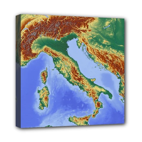 Italy Alpine Alpine Region Map Mini Canvas 8  x 8  (Stretched)