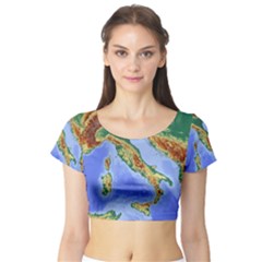 Italy Alpine Alpine Region Map Short Sleeve Crop Top