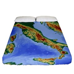 Italy Alpine Alpine Region Map Fitted Sheet (Queen Size)