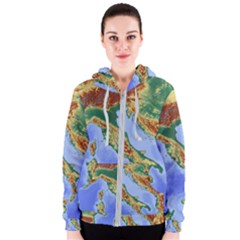 Italy Alpine Alpine Region Map Women s Zipper Hoodie