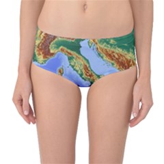 Italy Alpine Alpine Region Map Mid-Waist Bikini Bottoms