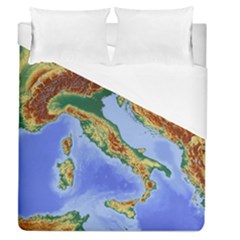 Italy Alpine Alpine Region Map Duvet Cover (Queen Size)