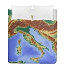 Italy Alpine Alpine Region Map Duvet Cover Double Side (Full/ Double Size)