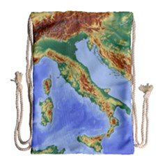 Italy Alpine Alpine Region Map Drawstring Bag (Large)