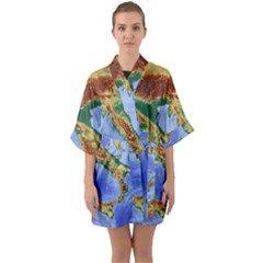 Italy Alpine Alpine Region Map Quarter Sleeve Kimono Robe