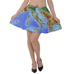 Italy Alpine Alpine Region Map Velvet Skater Skirt by Wegoenart