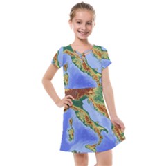 Italy Alpine Alpine Region Map Kids  Cross Web Dress by Wegoenart