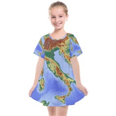 Italy Alpine Alpine Region Map Kids  Smock Dress by Wegoenart