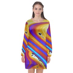 Soap Bubble Color Colorful Long Sleeve Chiffon Shift Dress  by Wegoenart