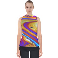 Soap Bubble Color Colorful Mock Neck Shell Top by Wegoenart