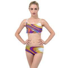 Soap Bubble Color Colorful Layered Top Bikini Set