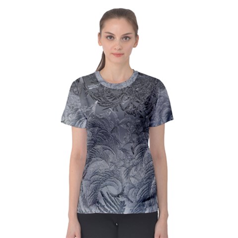 Abstract Ice Frost Crystals Frozen Women s Sport Mesh Tee by Wegoenart