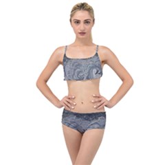 Abstract Ice Frost Crystals Frozen Layered Top Bikini Set