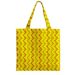 Yellow Background Abstract Zipper Grocery Tote Bag by Wegoenart
